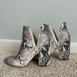 Steve Madden Snake Skin Booties.